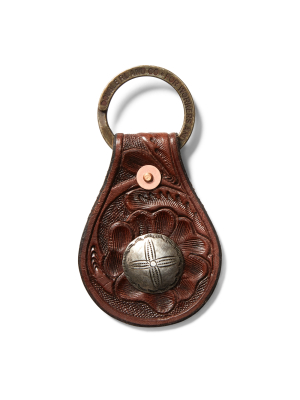 Tooled Leather Concho Key Fob