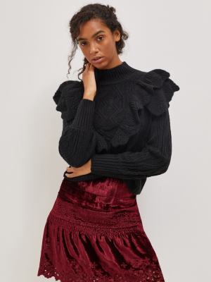 Cherie Eyelet Velvet Mini Skirt