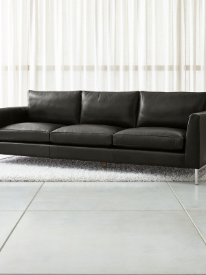 Tyson Leather 102" Grande Sofa With Stainless Steel Base