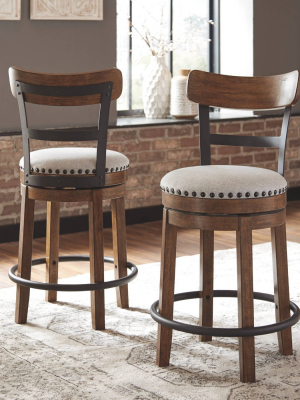 Valebeck Upholstered Swivel Counter Height Barstool Brown - Signature Design By Ashley