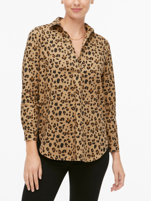 Petite Leopard High-low Popover Tunic Top