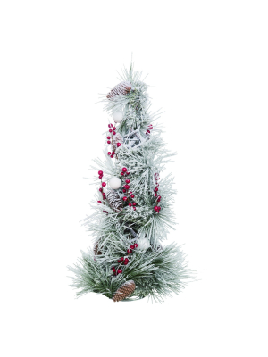 Transpac Foam 24 In. White Christmas Frosted Berry Pinecone Tree