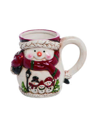 Transpac Dolomite 6 In. White Christmas Snowman Mug Set Of 2