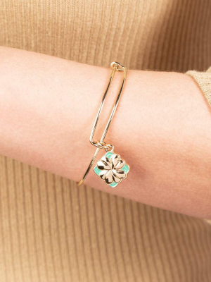 Four Leaf Clover Charm Bangle