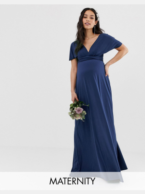 Tfnc Maternity Bridesmaid Exclusive Multiway Maxi Dress In Navy