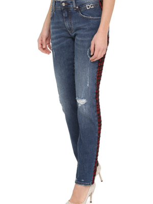 Dolce & Gabbana Tweed Panelled Jeans