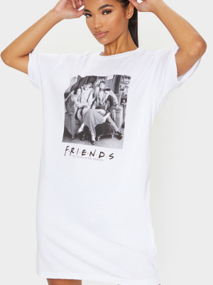 White F.r.i.e.n.d.s Slogan T Shirt Dress