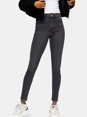 Washed Black Abraided Hem Jamie Skinny Jeans