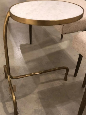 Cantilever Table Brass With White Marble Top