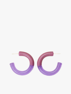 Two Tone Hoop Earrings In Mauve Purple