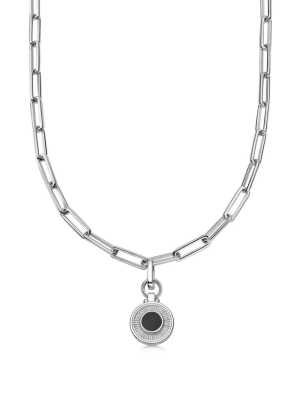 Fused Engravable Round Locket Chain Necklace