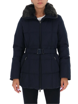 Woolrich Fur-trim Belted Coat