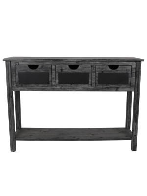 Rowan 3 Drawer Weathered Chalkboard Console Table Black - Décor Therapy