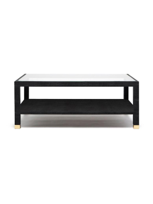 Lafeu Rectangle Coffee Table Black Faux Shagreen