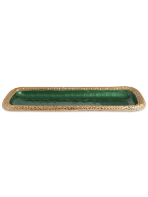 Julia Knight Florentine 16" Rectangular Tray In Gold Emerald