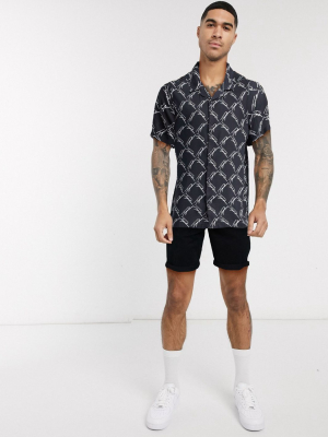 Topman Two-piece Signature Short Sleeve Shirt In Black