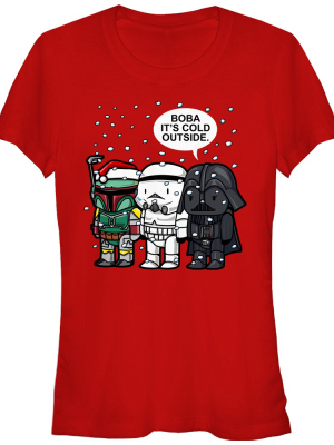 Junior's Star Wars Christmas Boba It's Cold Outside T-shirt