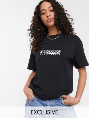 Napapijri Logo T-shirt In Black Exclusive At Asos