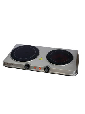 Megachef Portable Dual Vitro-ceramic Infrared Cooktop - Silver