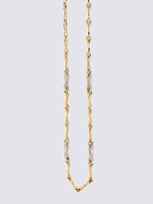 Small Circle Link Chain With Pave Links, Gold