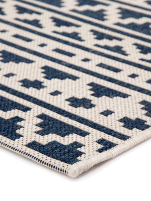 Killick Indoor/ Outdoor Tribal Blue & Ivory Area Rug