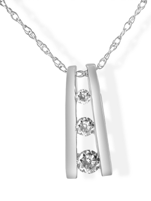 Pompeii3 1/10ct Diamond Three Stone Pendant 14k White Gold