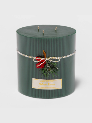 6" X 6" 3-wick Ribbed Pillar Balsam Forest Candle - Threshold™