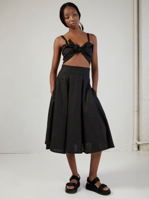 Black Linen Berkley Skirt