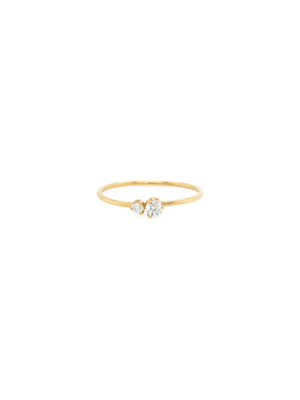 14k Double Prong Diamond Ring