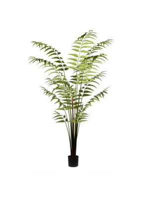 Vickerman Artificial Potted Leather Fern.