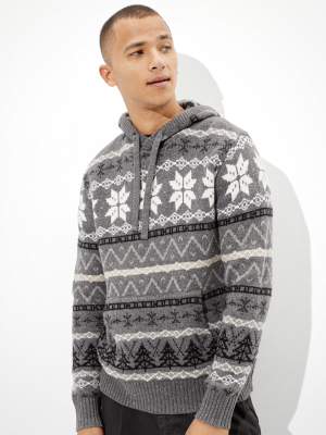 Ae Super Soft Fairisle Hooded Sweater