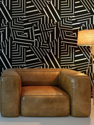 Dazzle Self Adhesive Wallpaper In Black And White By Bobby Berk For Tempaper