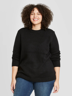 Women's Plus Size Crewneck Pullover Sweater - Ava & Viv™