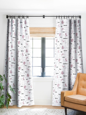 Emanuela Carratoni Moon And Constellations Single Panel Blackout Window Curtain By Deny Designs.