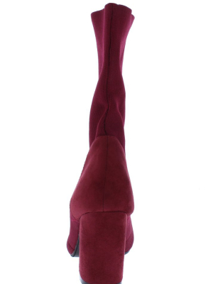 Sosa01 Wine Stretch Knit Extended Ankle Boot