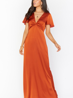 Rome Twist Gown ~ Burnt Orange Luxe Satin