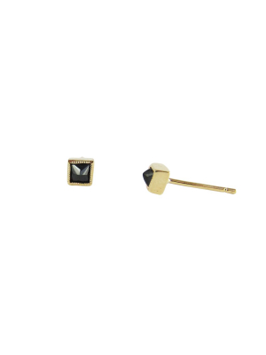 Square Black Diamond Earrings