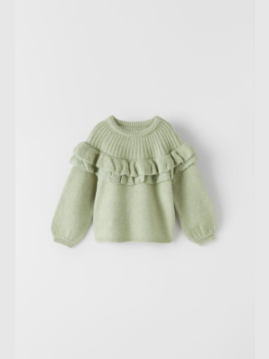 Ruffled Knit Sweater