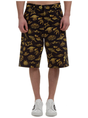 Moschino Spaceship Print Bermuda Shorts