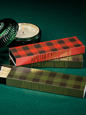 Long Matches - Red & Green Plaid - Set Of 2 Assorted