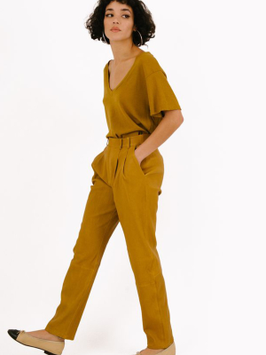 Moss Gold Leather Tailored Trouser