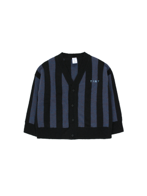 Tiny Cottons Stripes Cardigan - Black/true Navy