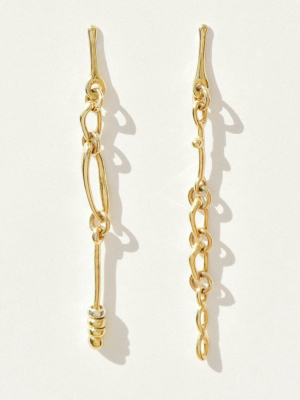 Brass Doodle Chain Earrings