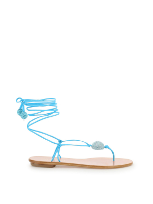 Aquazzura Jackie Flat Lace-up Sandals