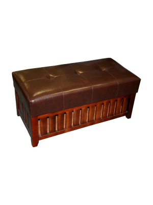 Cushion Storage Wooden Bench Brown - Ore International