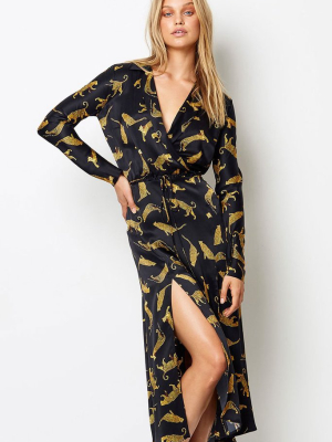 Conga Beat Midi Shirt Dress - Cheetah Print