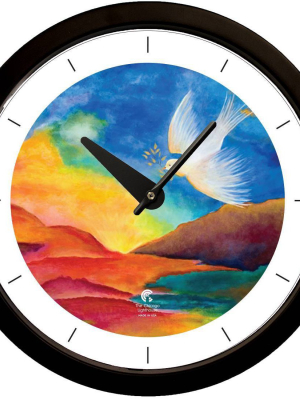 14.5" Artist Series Jackie Olenick Shalom Landscape Decorative Clock Black - The Chicago Lighthouse