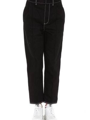 Alexander Mcqueen Contrast Stitched Straight Pants