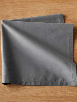 Set Of 8 Poplin Grey Napkins