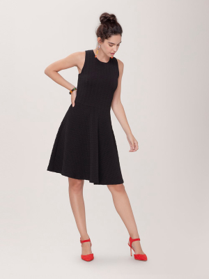 Ava A-line Dress In  Black Texture